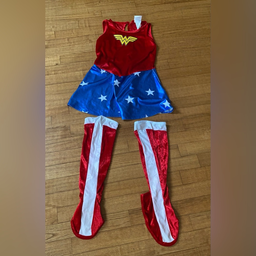 DC Comics Wonderwomen Girls S (10) Red and Blue Superhero Costume for Kids